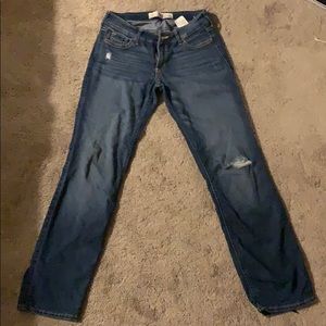 Hollister, straight dark wash, distressed jean